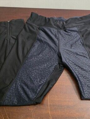 Black Leopard-Panel Athletic Leggings